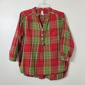 Truth NYC Womens Sz XL Plaid Red & Green Flannel FLAW